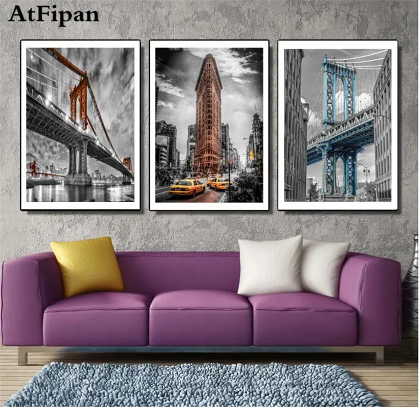 AtFipan 3 Panel Unframed Modern Canvas Painting Canvas Prints Wall