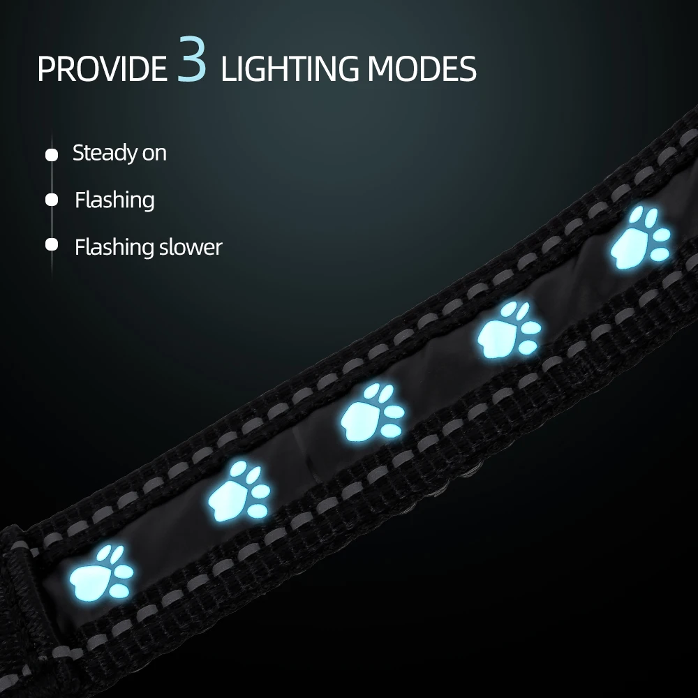 Нейлоновый светодиодный ошейник для собак с зарядкой от USB, светится в ...
