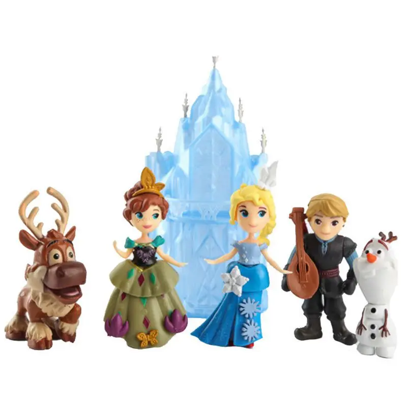 Игрушки Принцессы Disney 6 шт./лот 16 см замороженная Эльза Анна Олаф Свен замок