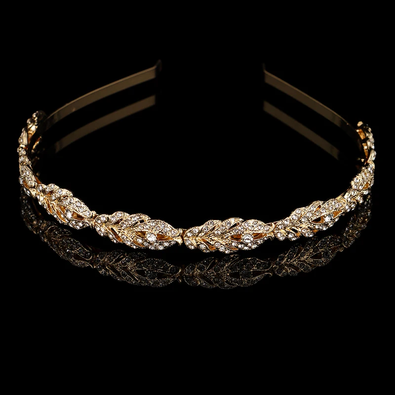 Hair Accessory Jewelry Accessories Women Crystal Rhinestone Hairband Flower Leaf Pattern Tiara for Wedding