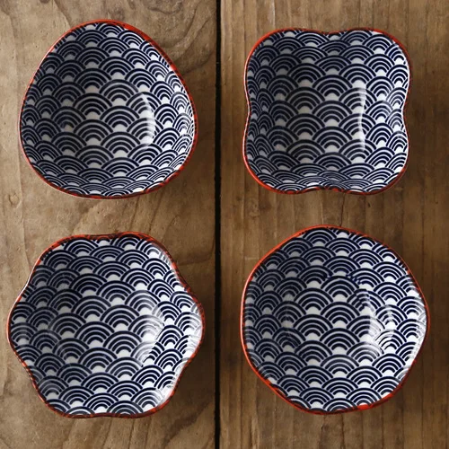 Комплект из 4 предметов; соуса Керамика посуда японская творческая соевый соус чашка, столовая посуда фарфоровый столовый сервиз Javascript подарок - Цвет: A(4-PIECE SET)