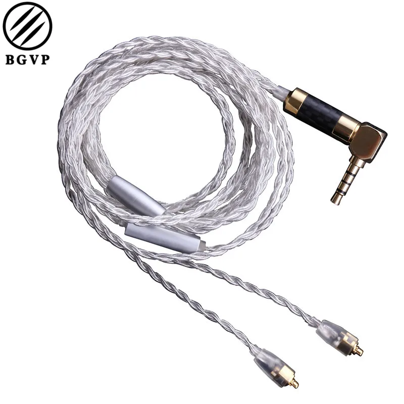 BGVP DIY 5N OCC BGVP DM5 посеребренный кабель для наушников SE535 846 высокая частота повышен 8 Strand MMCX кабель с микрофоном