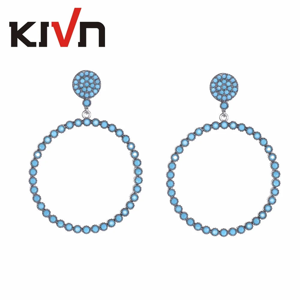 Женские серьги KIVN круглые с фианитом для свадьбы | Украшения и аксессуары
