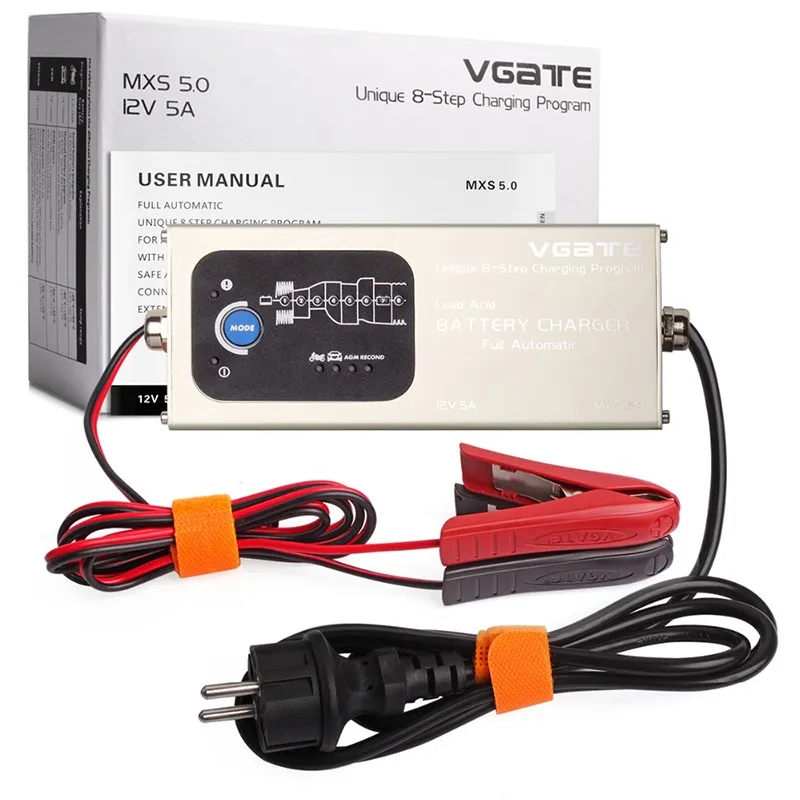 

New Arrival Vgate 12V 5A MXS 5.0 Smart Lead Acid Battery Charger Fully Automatic With Temperature Compensation Car MXS 5.0