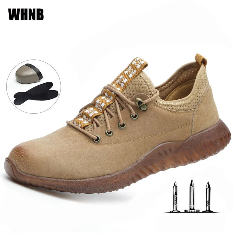

Work Boots Men High-quality Leather Anti-puncture Puncture Protective Shoes Breathable Deodorant Tendon Bottom Men Safety Shoes