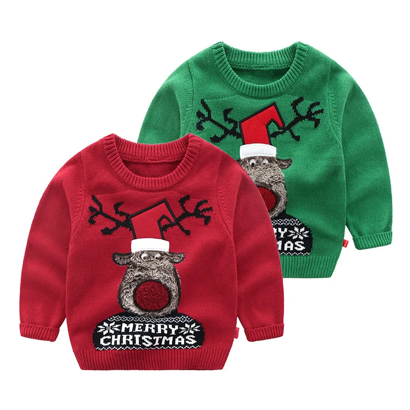 

Boy Baby Pullover Sweater Autumn and Winter New Children's Sweaters Deer Christmas Baby Sweater Newborn Children