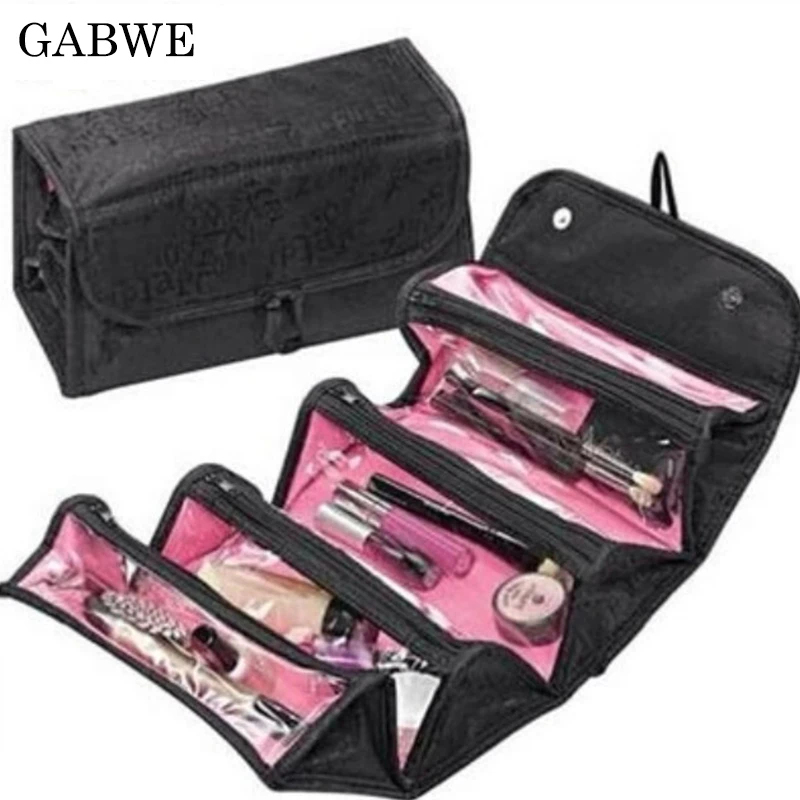 GABWE سفر الأزياء حقيبة مستحضرات للتعليق المرأة زيبر الصلبة المكياج ماكياج حالات الضرورات التخزين المنظم حقيبة تويلت