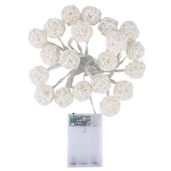Ротанговый шар струнный светильник s батарея 30 светодиодный теплый белый Сказочный светильник для свадьбы праздник дерево домашний сад