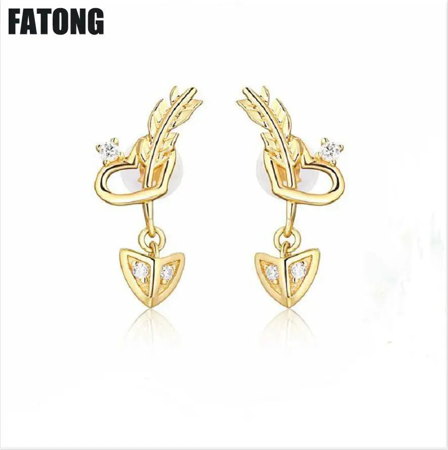 

925 sterling silver 9K color set zircon cupid arrow earrings female models Japanese and Korean fashion jewelry J0154