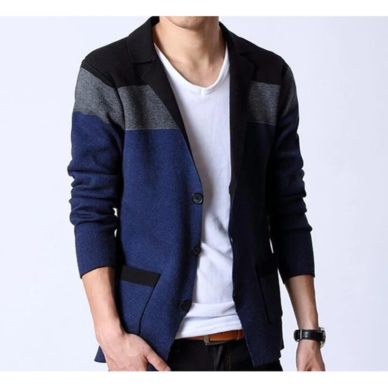 Men Blazers Fashion Stitching Knitting Men Suit Slim Autumn Cotton Jacket For Men Casual cardigan Men Blazers Fashion Stitching Knitting Men Suit Slim Autumn Cotton Jacket For Men Casual cardigan