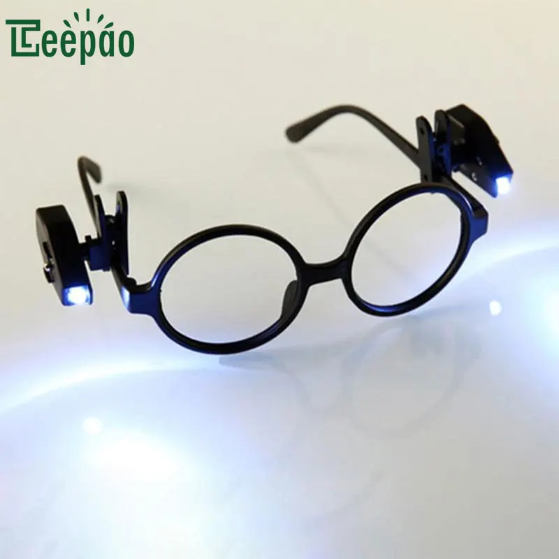 2Pcs Mini Led Reading Glasses Lights LED Eyeglass Rotate Clip Light