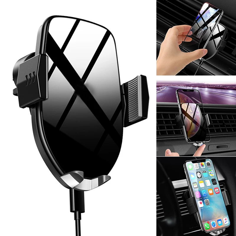 

1pc Car Phone Holder Air Vent Mount Fast Charging Wireless Charger Holder for iPhone Samsung SD998