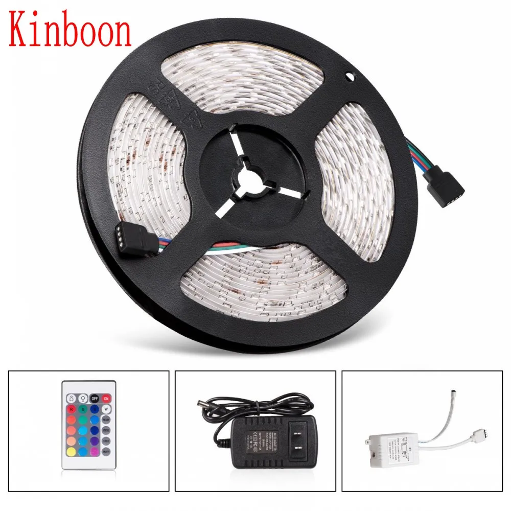 

Новый RGB 3528 DC 12 В светодиодный светильник, водонепроницаемый 5 м 300 светодиодный гибкий сменный светильник + 24-клавишный ИК-пульт дистанционного управления + адаптер питания 2A