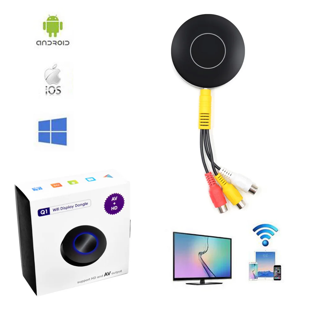 Wifi Display Receiver PC Android Media Player for Android IOS AnyCast Wireless DLNA Airplay Dongle HD and AV TV Stick Push Cast