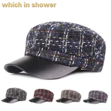 Смешанные Цвет из хлопка и льна в стиле милитари Повседневное вязаная армейская Кепки модные женские туфли из искусственной кожи с полями головной убор моряка кости Винтаж военно-морской флот Шапки