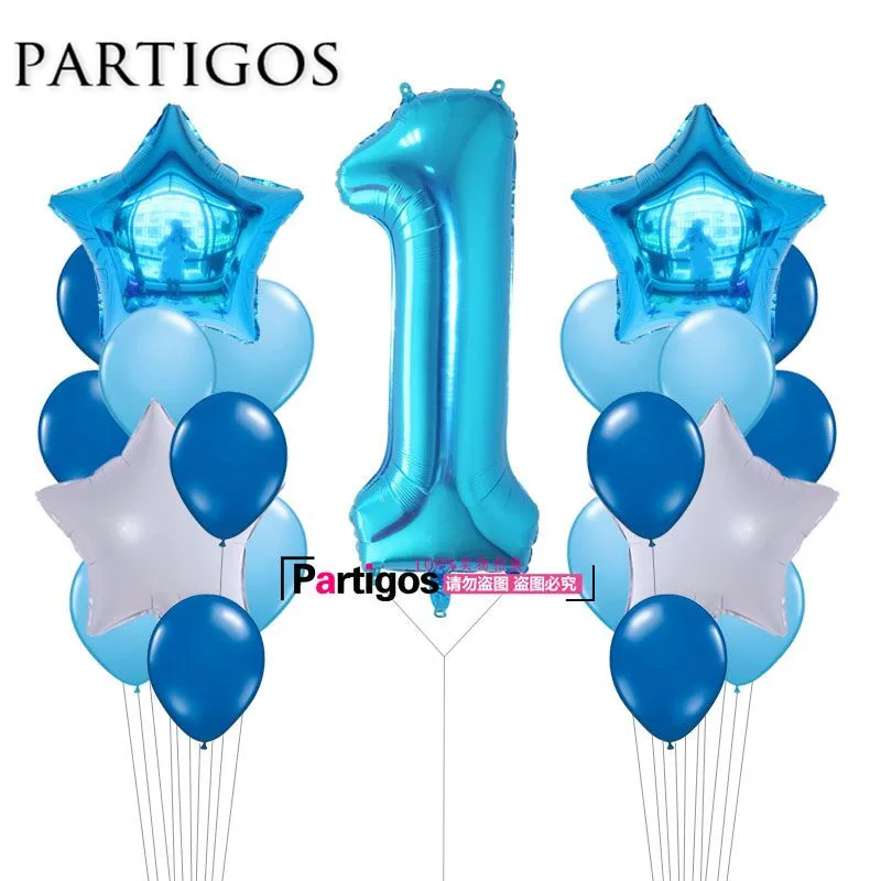 

21pcs Baby Shower 1st Birthday Party Decor 40inch Number 1 Foil Balloons Supplies Baby boy Girl balls 2.2g latex helium globos