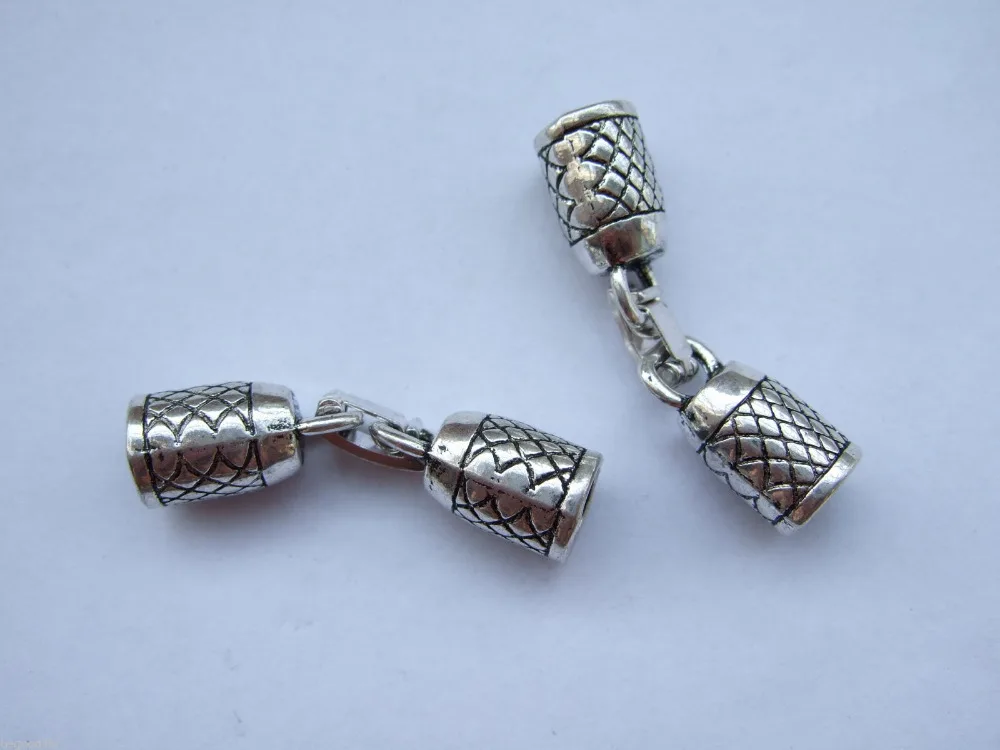 5 Sets Antique Silver End Caps Snap Clasps For 6mm Round