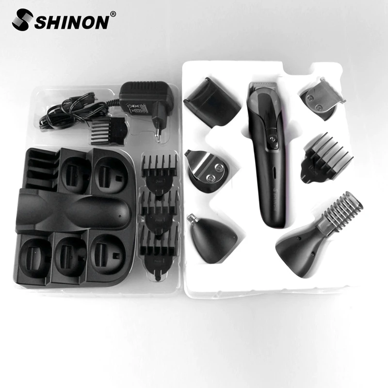 SHINON профессиональная машинка для стрижки волос 6 в 1 машинка для стрижки волос Бритвенные наборы электробритва машинка для стрижки бороды и усов; стрижки волос машина с европейской вилкой