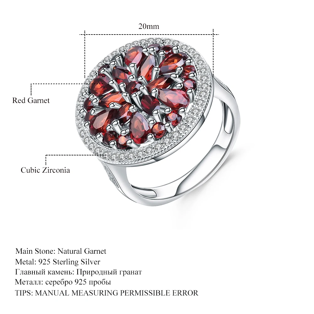 Женское кольцо с натуральным красным гранатом GEM'S BALLET 3.88Ct винтажное