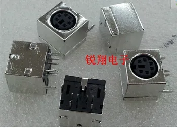 

Free shipping black PS2 mouse Block Block 6-cell mouse 6P turnkey metal connector socket connector