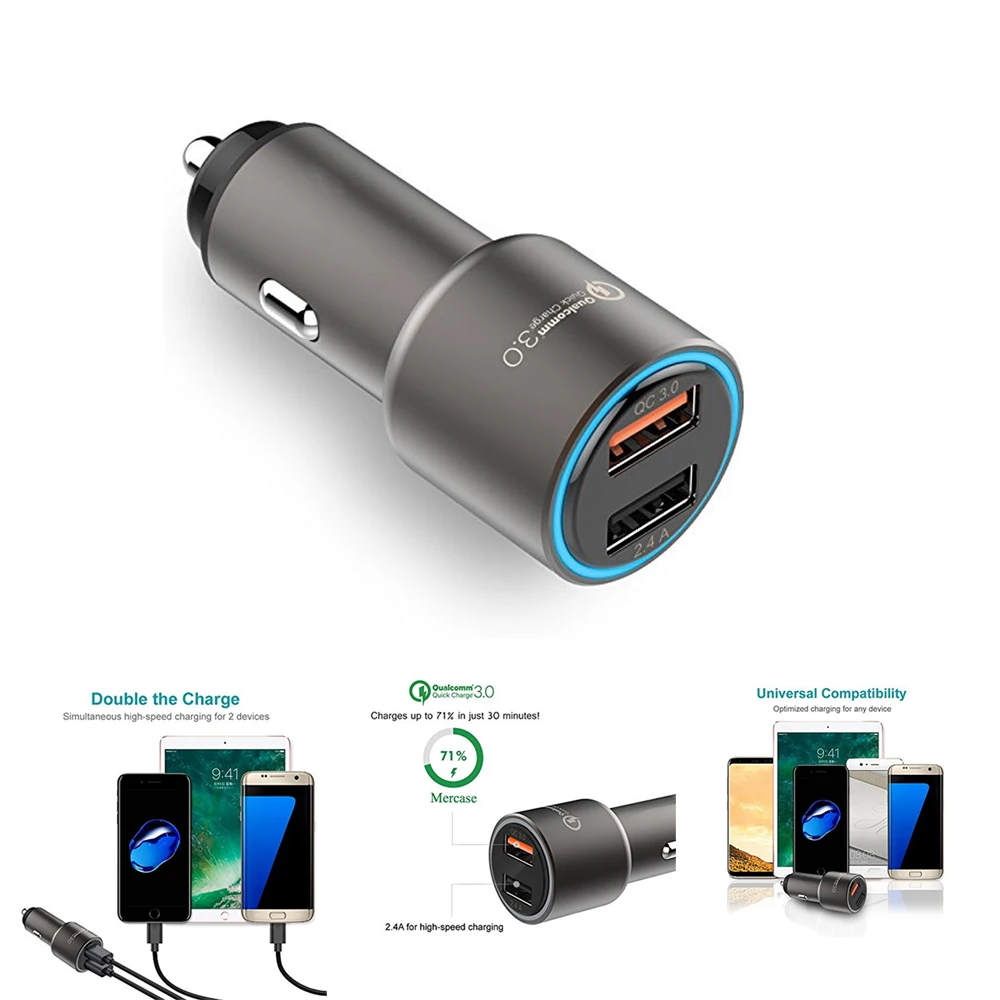 2 Порты usb автомобиля Зарядное устройство с Qualcomm QC3.0 Технология для samsung Xiaomi