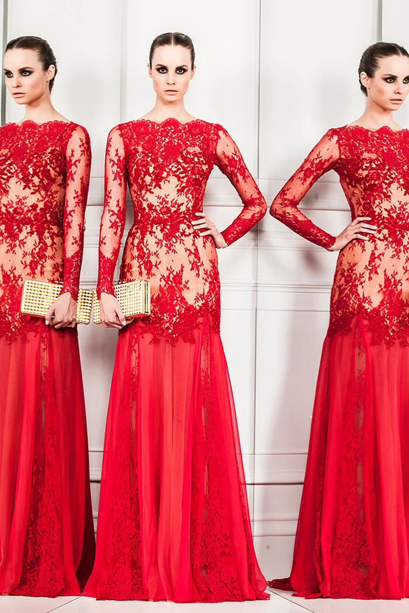 Cheap Sales!!! 2014 Free Shipping A Line Floor Length Red Chiffon and Lace Evening Dresses with Sleeves | Свадьбы и торжества