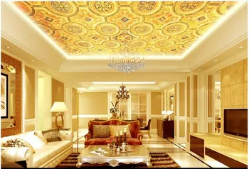 

Custom wallpaper 3d ceiling wallpaper European classical pattern gold elegant ceiling mural wallpaper decoration