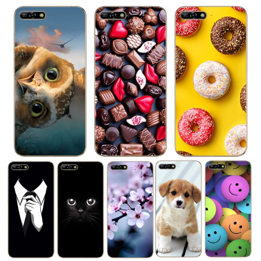 

5.7" Huawei Y6 2018 Case Silicone Cover Huawei Y6 PRIME 2018 Cartoon Fundas TPU Case Protective Cover Y 6 2018 Prime Coque