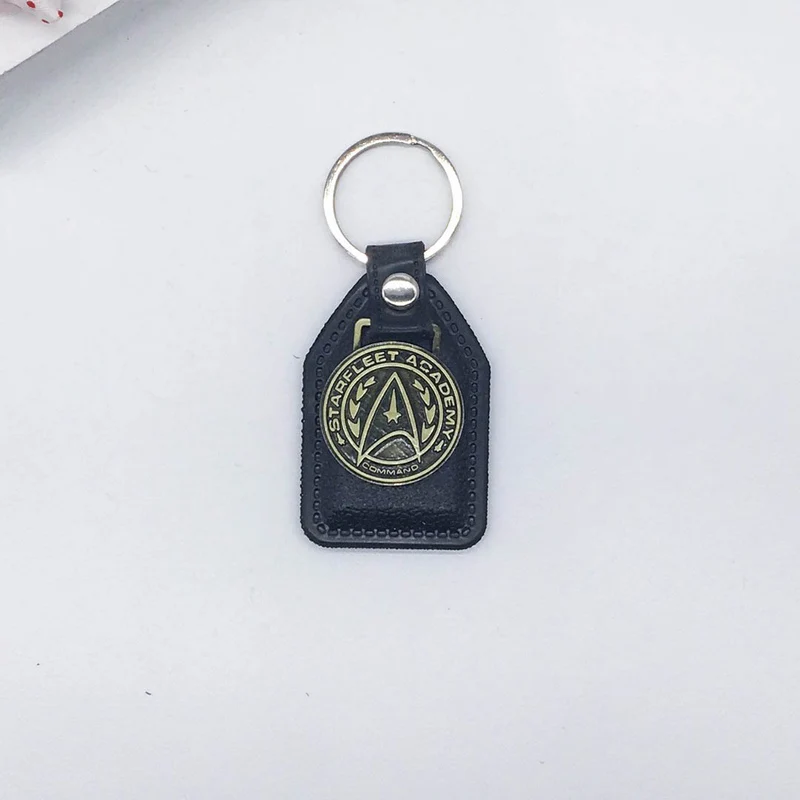 

New Creative Custom Men Leather Anime Key Chain Star Trek Keychain Metal Car Leather Key Ring Key Holder Jewelry Gift Souvenirs