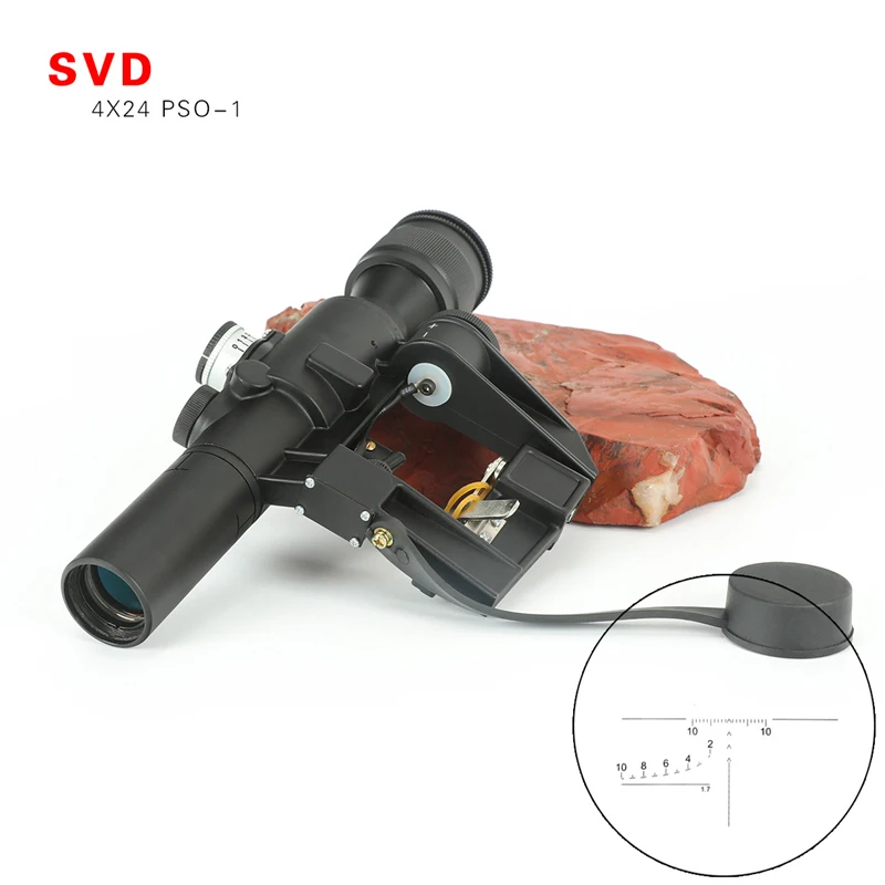 

4x24 PSO Type Riflescope SVD Sniper Rifle Series AK Rifle Scope for Hunting Sight Dragunov Optics Red Illuminated