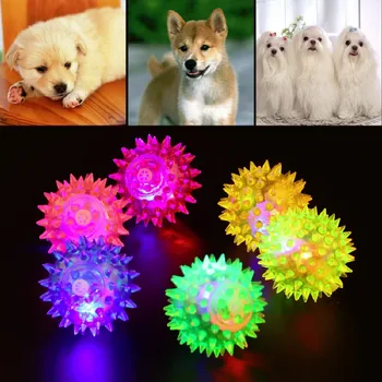 

1pcs Dog Puppy Cat Pet LED Squeaky Hedgehog Ball Rubber Bell Sound Ball Fun Night Light Playing Toy Free Shipping