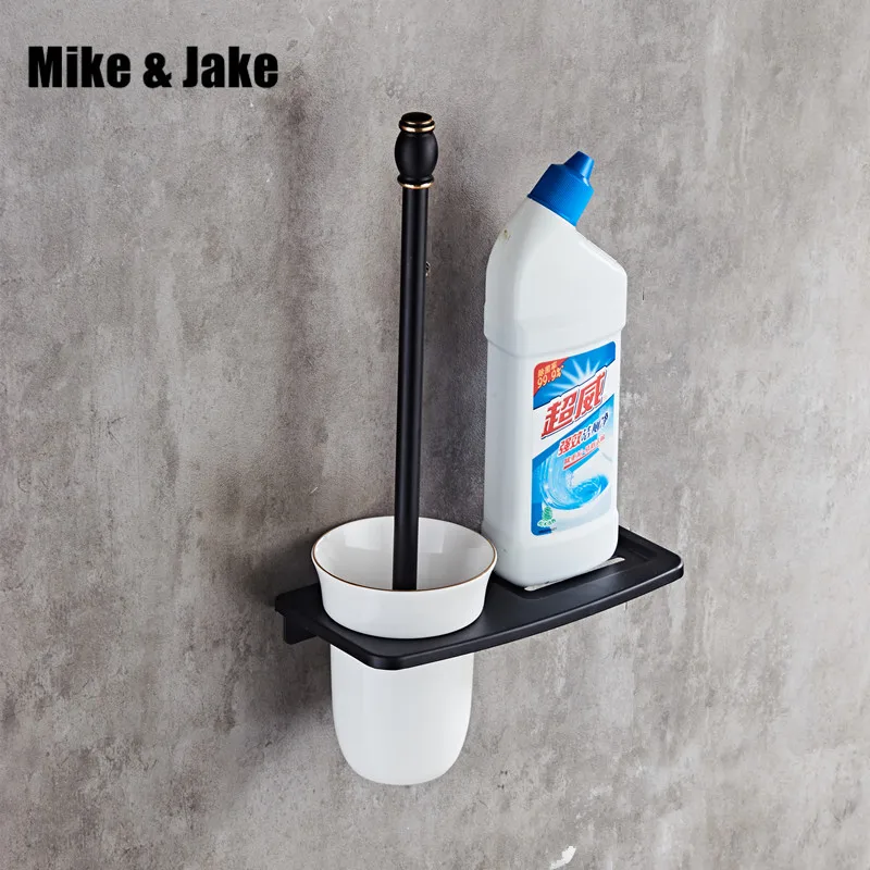 

Bathroom black aluminum brush holder wall brush rack bathroom luxury us style black brush shelf bathroom accessories MH6003