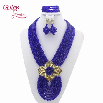 

2019 African Beads Jewelry Set African style fashion necklace jewelry set Nigerian wedding bridal Crystal Beads Necklace W8463