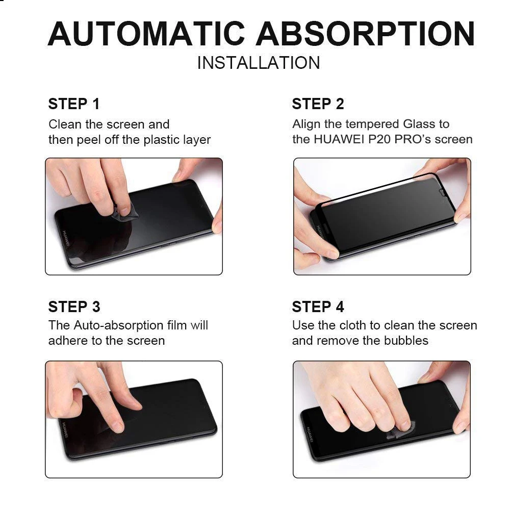 NYFundas Tempered Glass For Huawei P20 Pro P9 Lite P8 2017 Honor 10 Screen Protector 5D Full Cover Film verre tremp Protection (8)