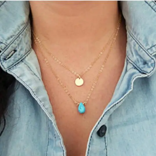 

Hot Column Natural Crystal Tiger Eye turquoises pendentif amethyste Stone Pendant Chains Necklace For Women Jewelry