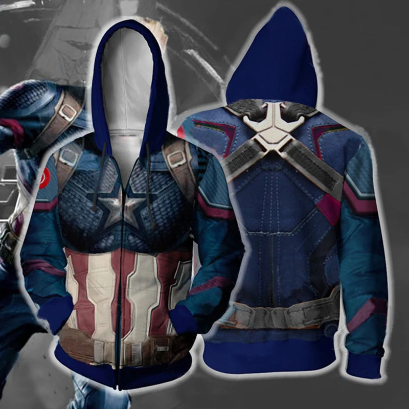 Мстители 4 Американский капитан 3D куртка на молнии EndGame Косплей толстовки с капюшоном мужская толстовка из полиэстера