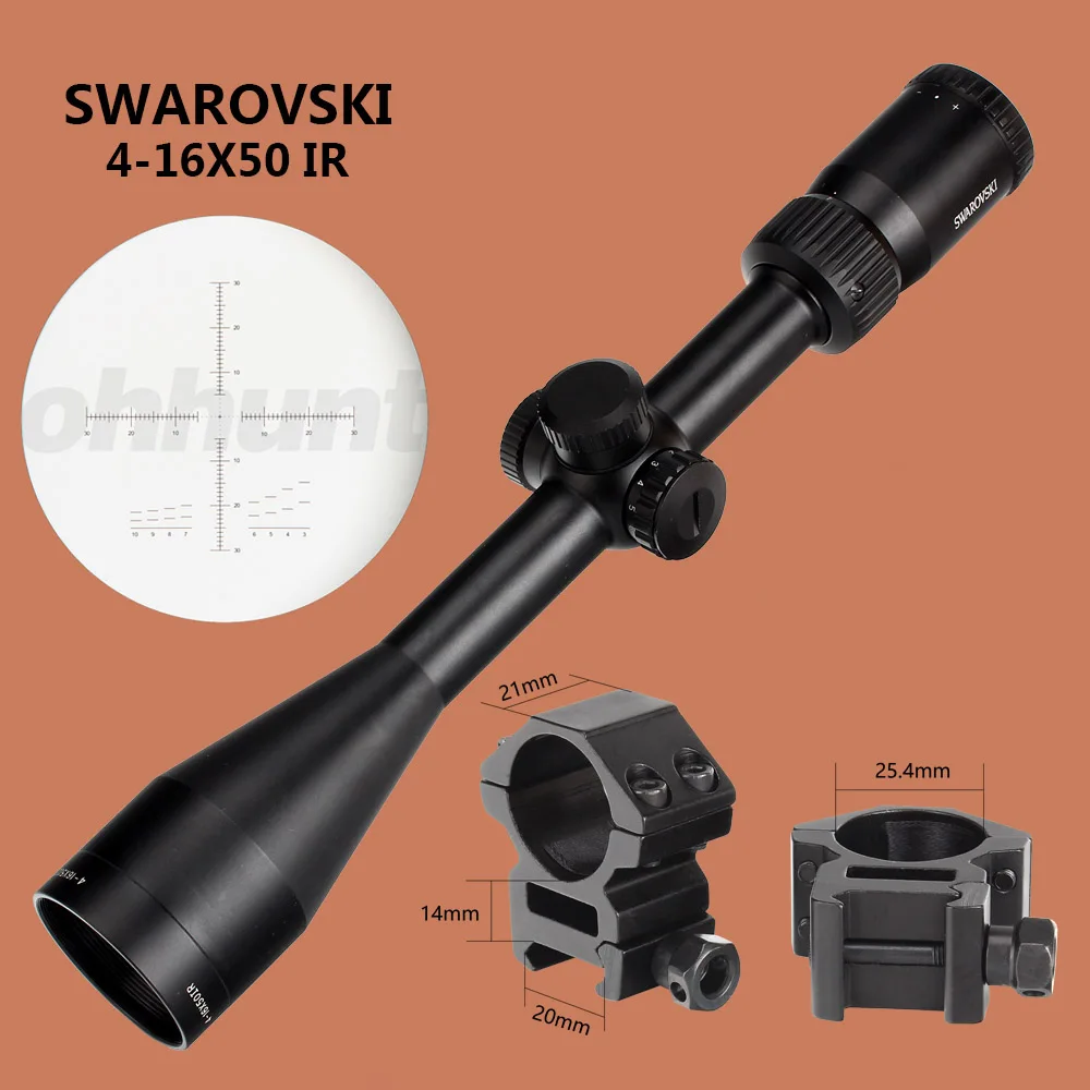 Тактический SWAROVSKl 4-16X50 ИК оптический прицел F191 стекло травленая сетка с башенками сброс Охота стрельба прицел - Цвет: 25.4mm-Picatinny-SZK