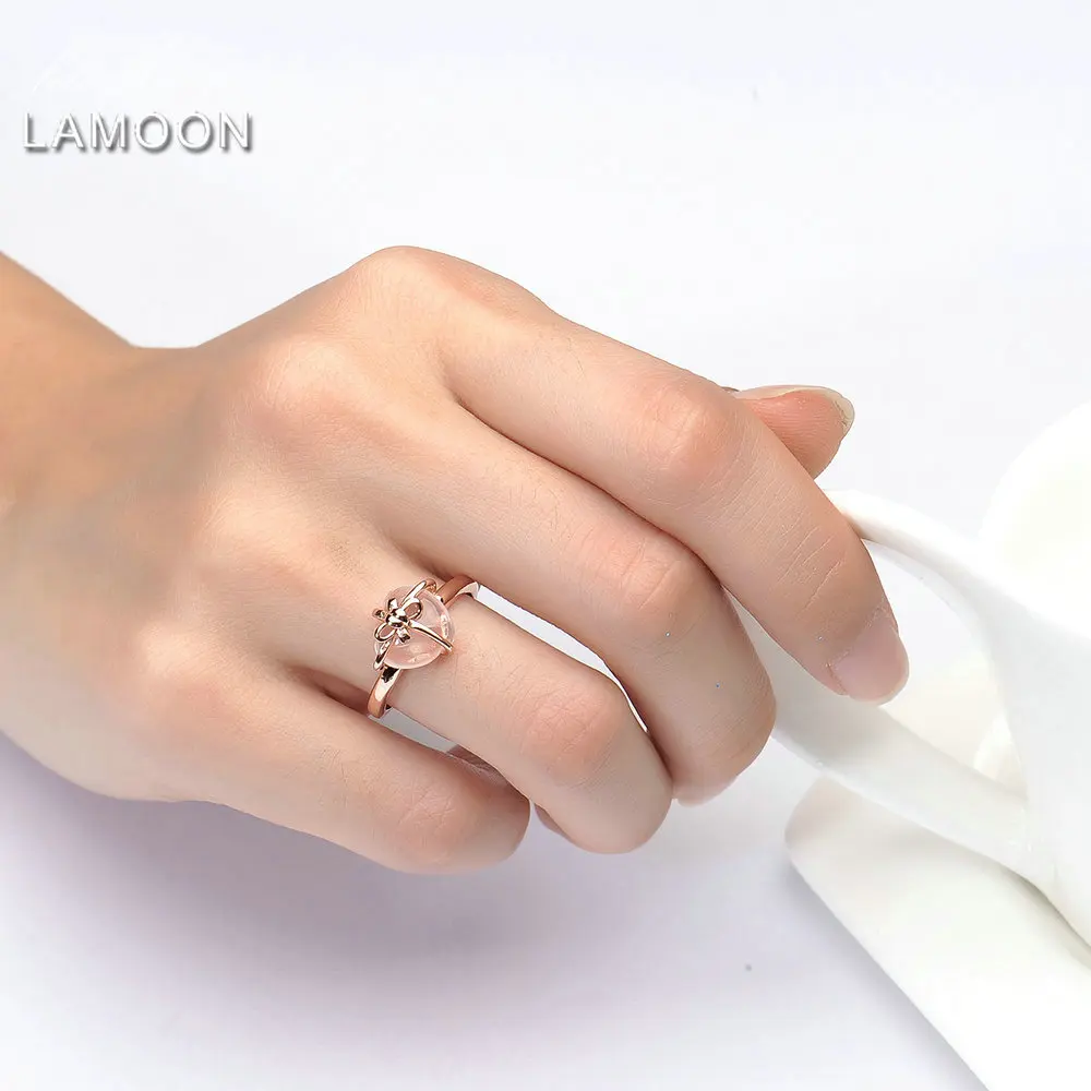 Lamon романтическое сердце натуральный цитрин 925 пробы серебряные ювелирные изделия обручальное кольцо с для женщин LMRI052