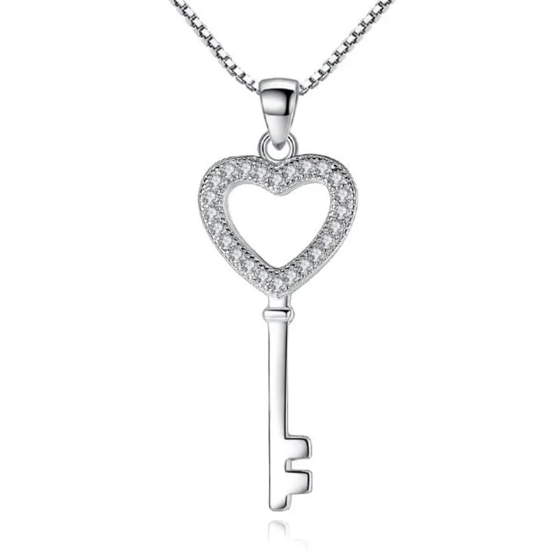

Everoyal Shining Crystal Key Pendant Necklace Female Accessories Fashion Girls Silver 925 Clavicle Necklace For Women Jewelry