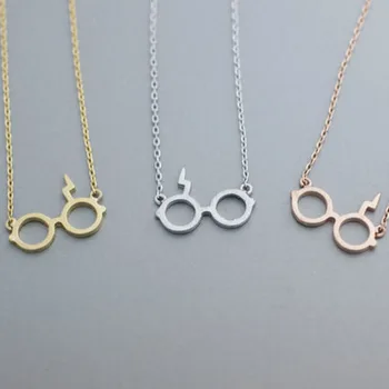

Lightning Glasses Pendant Necklace ( 3 Colors Free Collocation )--Gold and Silver and rose gold necklace birthday gift