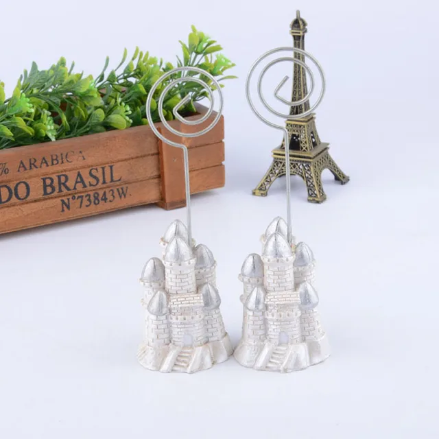 100pcs silver castle name number menu table place card photo holder clip wedding decoration party reception