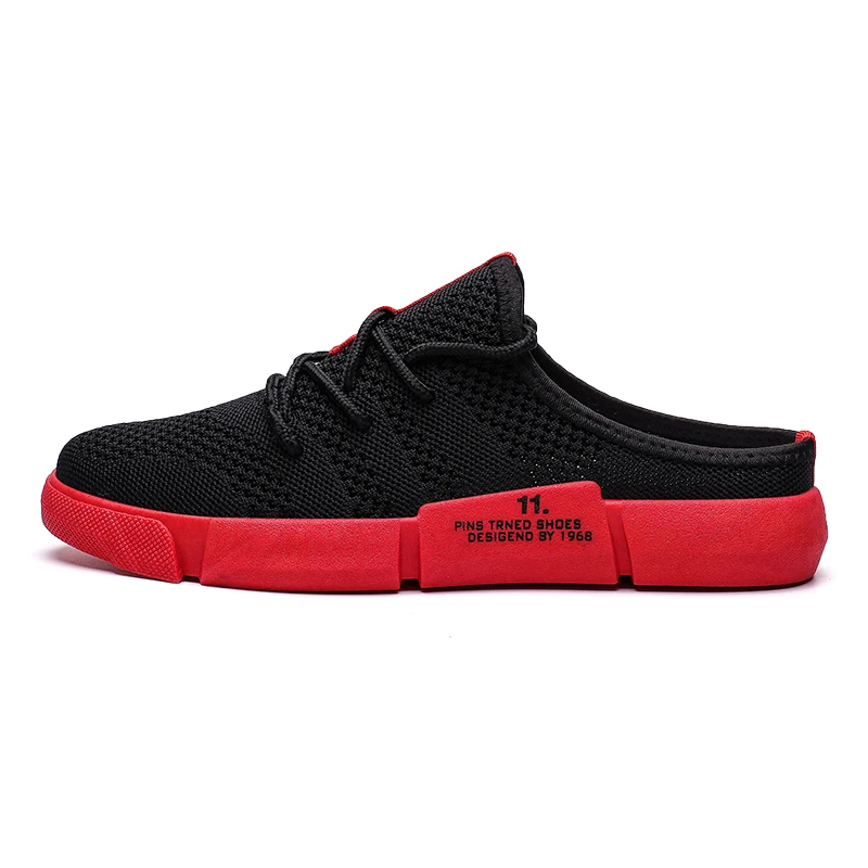 black red QK03-33 Г.; модная мужская обувь; мужские повседневные тапочки; кроссовки на шнуровке; повседневные легкие эспадрильи; мужские тапочки; Chaussures homme Sapat - Цвет: black red QK03-33