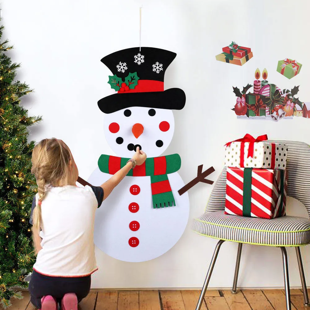 

Christmas Decorations DIY Felt Snowman Kid's New Year Toy Gift Kids Toys with Ornaments Door Wall Hanging Kit Xmas Decorations
