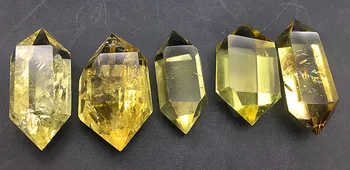 

5pcs Brazil boutique!!!!!!!!Natural quartz crystal yellow crystal double stop magic wand healing