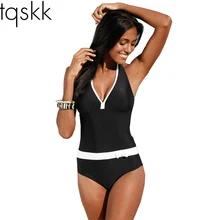 TQSKK сдельный Купальник для женщин винтажные Купальники Холтер Топ размера плюс купальник монокини купальник летняя пляжная одежда