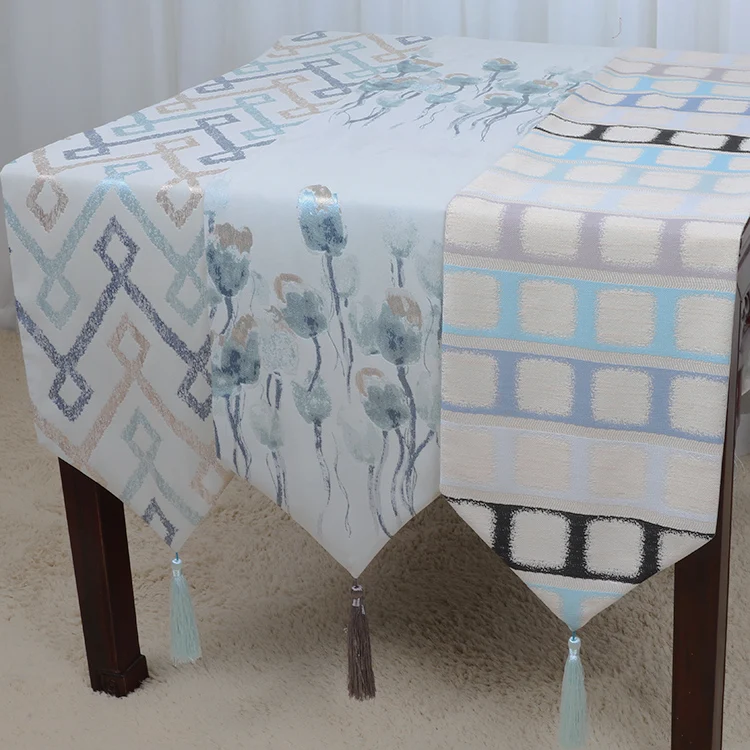 الفاخرة الكلاسيكية الجاكار النسيج الجدول عداء الأوروبية الأمريكية نمط الطعام واقية الحصير الراقية ديكور مستطيل الجدول القماش