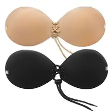 Женский липкий бюстгальтер без бретелек с открытой спиной, невидимый бюстгальтер для груди, нижнее белье с завязками, пуш-ап, нижнее белье, чехлы на соски с ремешком