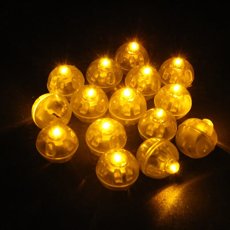 100 шт теплый белый круглый шар Светодиодные воздушные шары мини-лампы для вечерние, рождественские, свадебные декоративные фонарики розовый, желтый