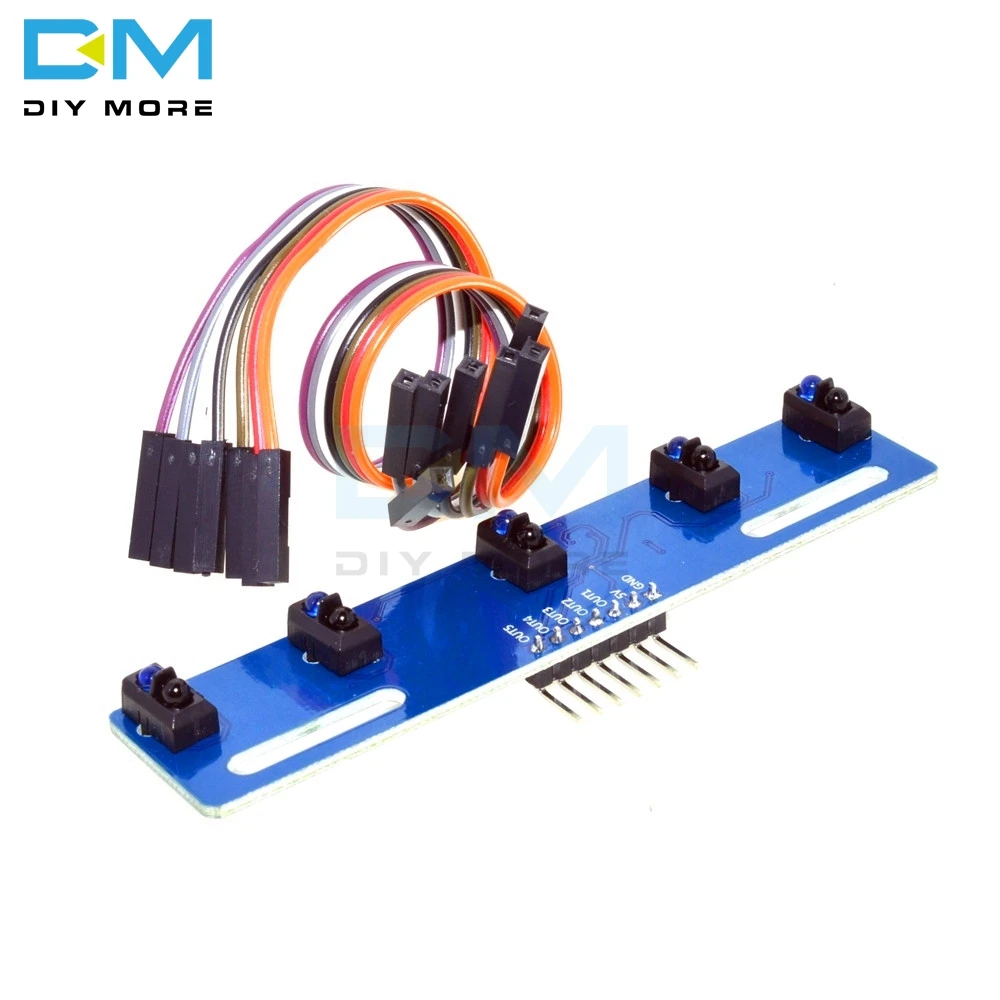 

5 Channel Infrared Reflective Sensor TCRT5000 KIT 5CH CH Road IR Photoelectric Switch Barrier Line Track Module 5 Way TCRT5000L