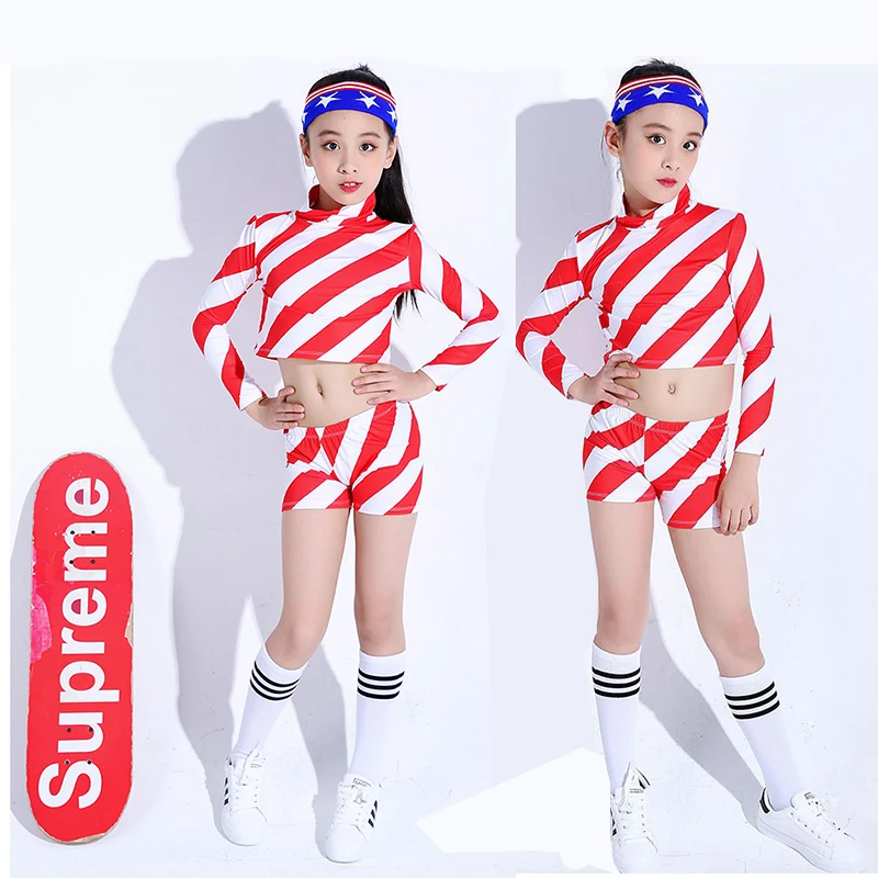 

Songyuexia Jazz Dress Children's Hip-hop Girl's Dance Dress Long Sleeve Show-belly Performing Dress Performance Dress